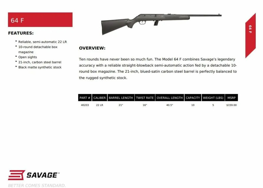 Vaben Tilbehor Og Ammunition jagt-jakt | Savage 64F - Halvautomat .22Lr