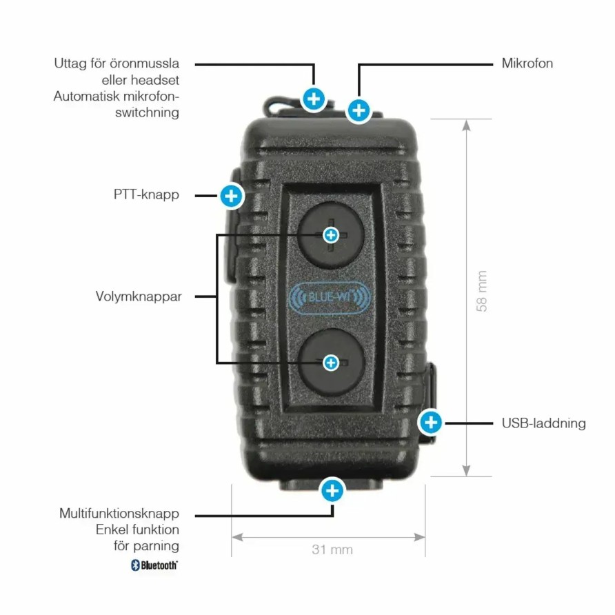 Diverse Jagtudstyr jagt-jakt | Proequip Pro-Bt Nighthawk 4.1 - Bt Lapel Mic, Incl Oplader Kabel